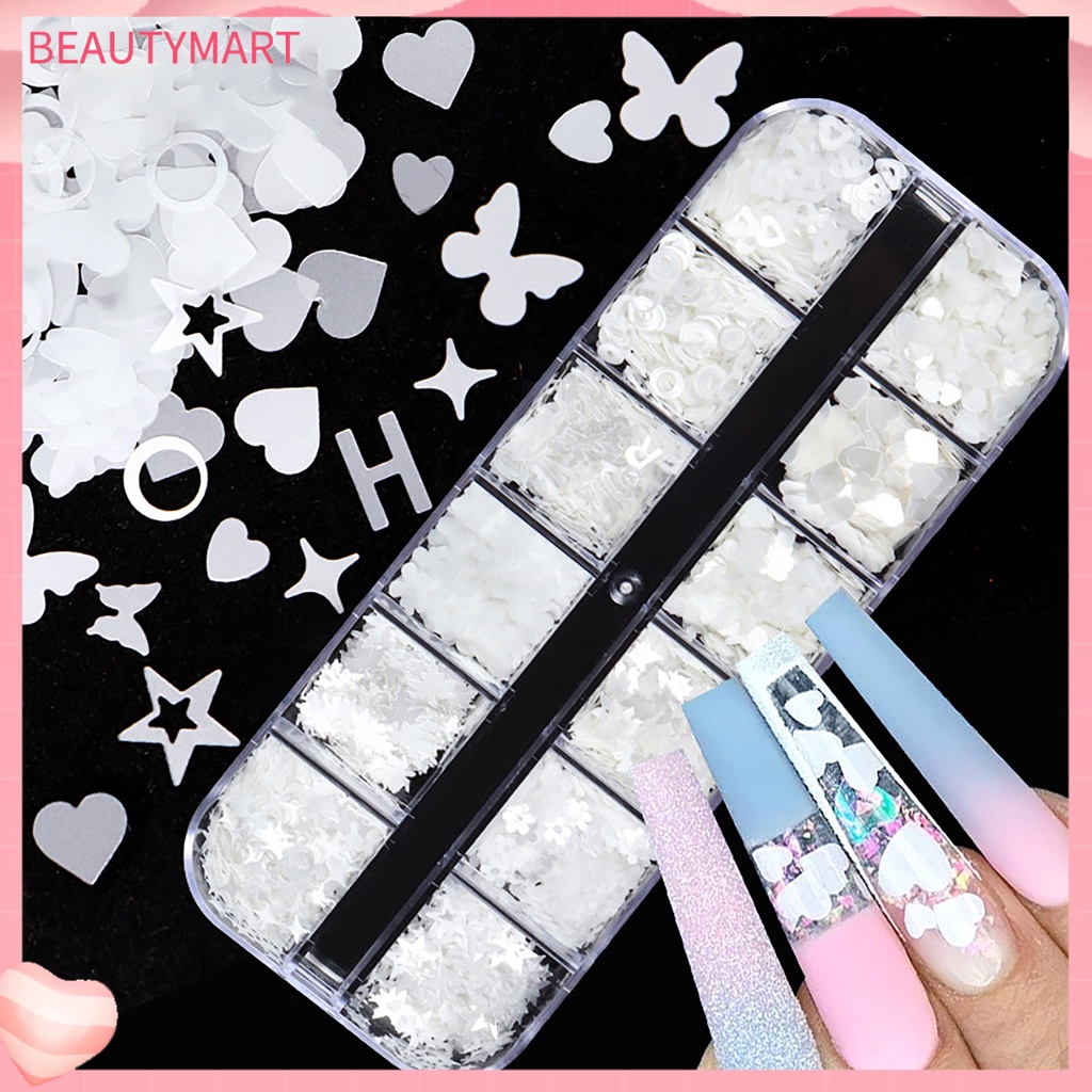 1 Hộp Kim Tuyến Lấp Lánh Hình Lá Phong 6 Ngăn Không Phai Màu Sắc Sống Động Trang Trí Móng Tay Nghệ Thuật