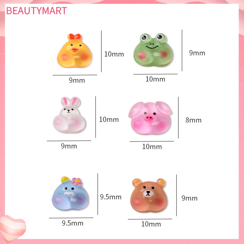 Bộ 10 Phụ Kiện Trang Trí Móng Tay Nghệ Thuật Hình Động Vật Hoạt Hình Ba Chiều Bằng Nhựa Resin