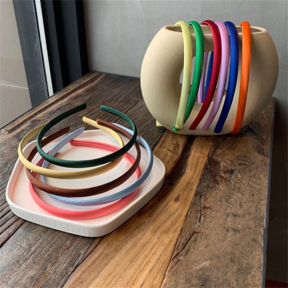 Băng đô cài tóc rửa mặt Bằng Satin Mỏng Màu Sắc Ngọt Ngào Xinh Xắn Cho Nữ