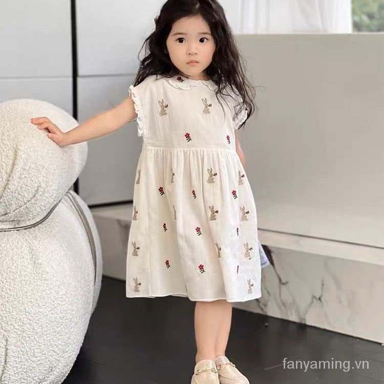 Đầm Búp Bê In Hình Thỏ 23 Tuổi Thoáng Khí Thời Trang Mùa Hè Dành Cho Bé Gái N9GV