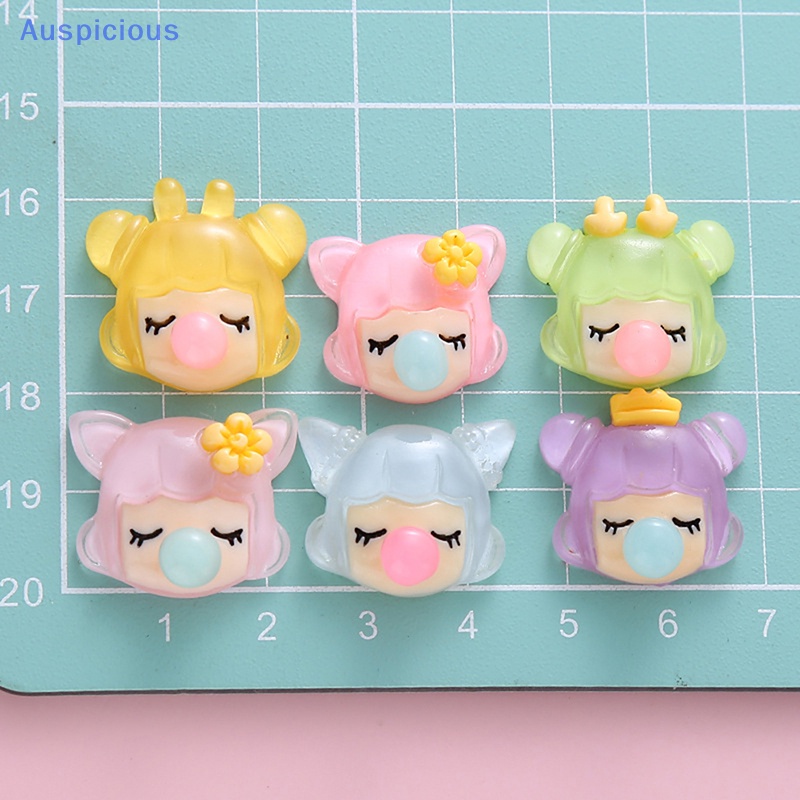 Set 5 Đầu Cô Gái Thổi Bong Bóng Bằng Nhựa Resin Trong Suốt DIY Cho Điện Thoại