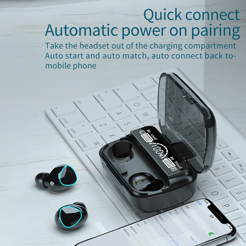 Tai Nghe M10 TWS 5.1 Bluetooth Không Dây 9D Âm Thanh HiFi Có Đèn LED Và Mic