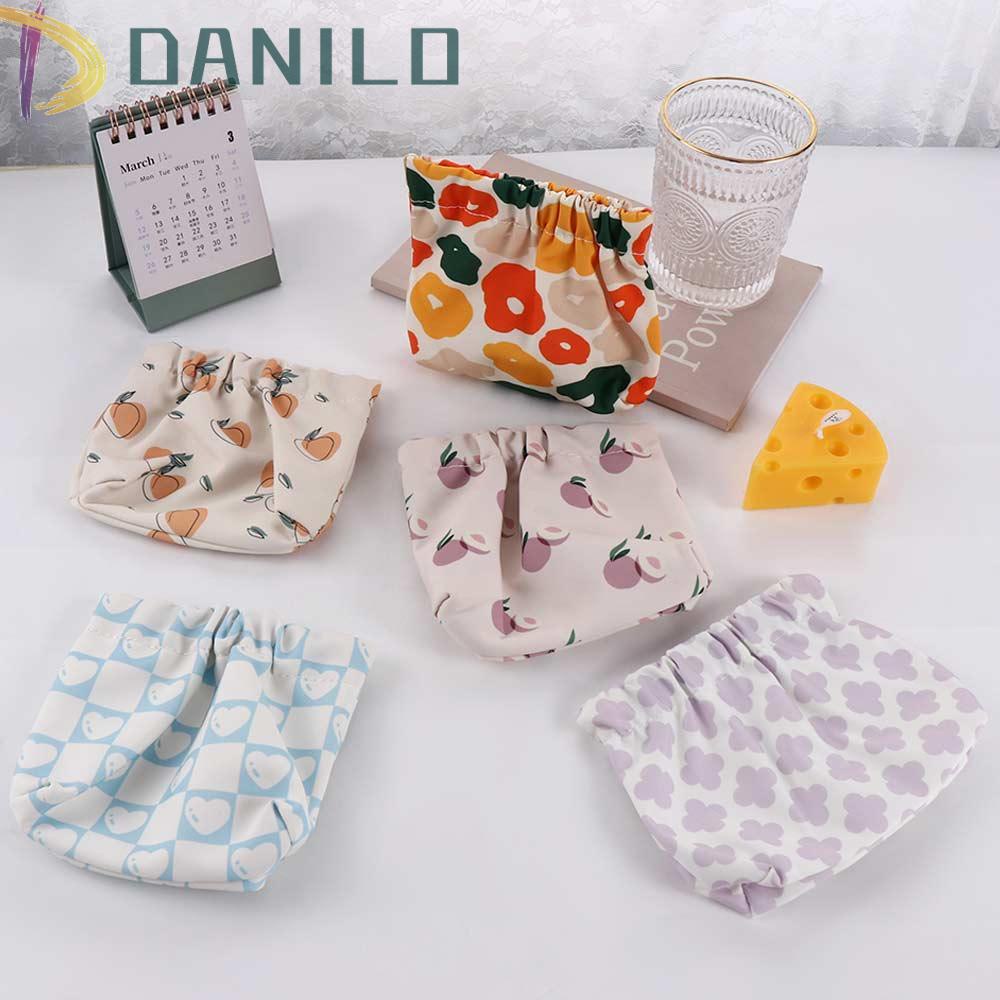 Danilo Túi Đựng Tiền Xu / Dây Cáp Dữ Liệu Tự Đóng In Họa Tiết Lá Mùa Xuân Nhỏ Cho Nữ