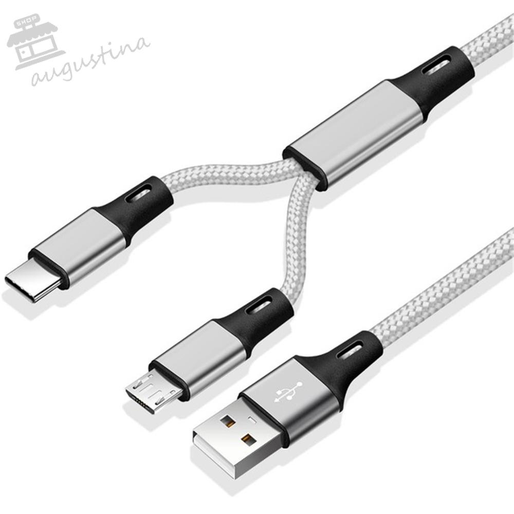 Cáp Sạc Nhanh AUGUSTINA Dây Bện Nylon 2 Trong 1 Dài 1.25m Cổng Micro USB