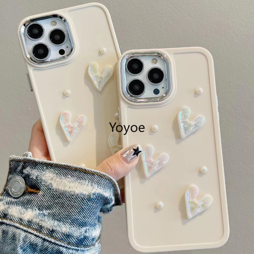 Ốp Điện Thoại Silicon Mềm Chống Sốc Mạ Điện Phối Ngọc Trai Sang Trọng Cho iPhone 14Plus 13 12 11 14 Pro Max X XR XS 7 8 Plus SE