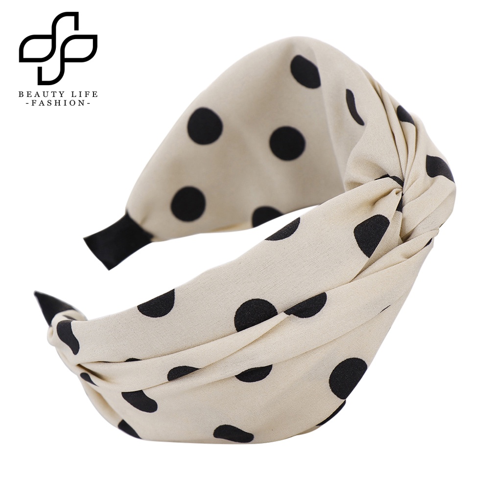 Băng Đô Cài Tóc Bản Rộng Họa Tiết Chấm Bi Thời Trang Cho Nữ