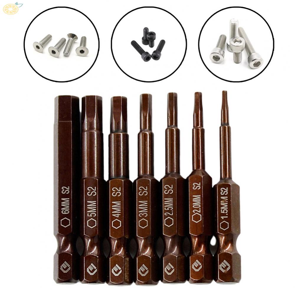 【VARSTR】Screwdriver Bits Hexagon Shank Magnetic 1/4 Inch 50mm Alloy Steel Brown H1.5-H6