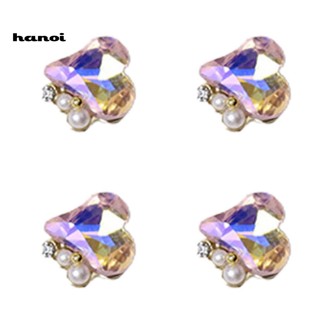 Set 10 Hạt Ngọc Trai Giả Trái Tim Ba Chiều Dán Móng Nghệ Thuật DIY