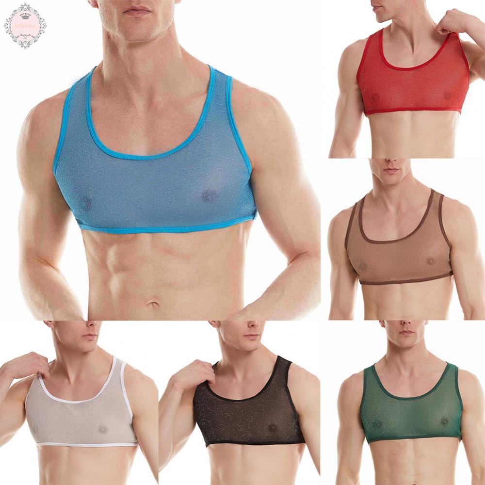 Áo Lưới Sát Nách Cổ Chữ U Xuyên Thấu Gợi Cảm Cho Nam