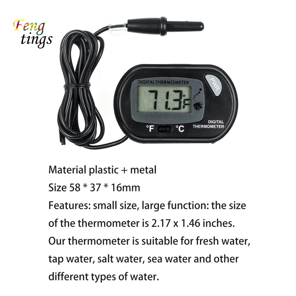 Nhiệt Kế Kỹ Thuật Số Bằng Nhựa Chống Thấm Nước Có Màn Hình LCD Cho Bể Cá