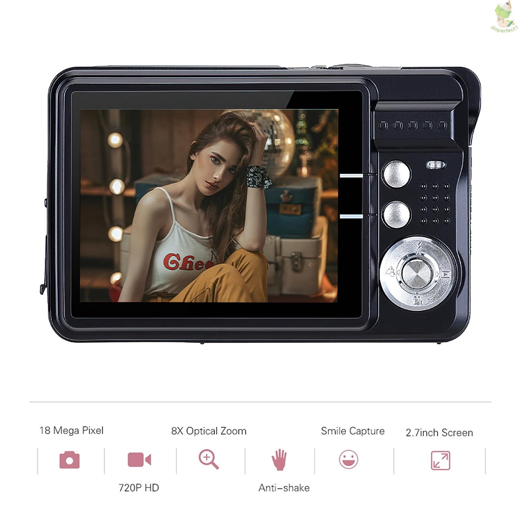 Portable 720P Digital Camera Video Camcorder 18MP Photo 8X Zoom Anti-shake 2.7 Inch Large TFT Screen Built-in Lithium Ba   Came-6.5