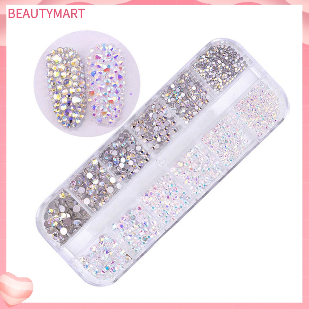 Set 1440 Hạt Kim Cương Giả 12 Ngăn Dán Trang Trí Móng Tay DIY