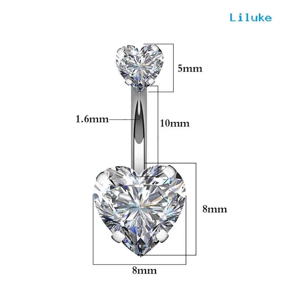 Khuyên Rốn Hình Trái Tim Đôi Đính Đá Thời Trang Cho Nữ