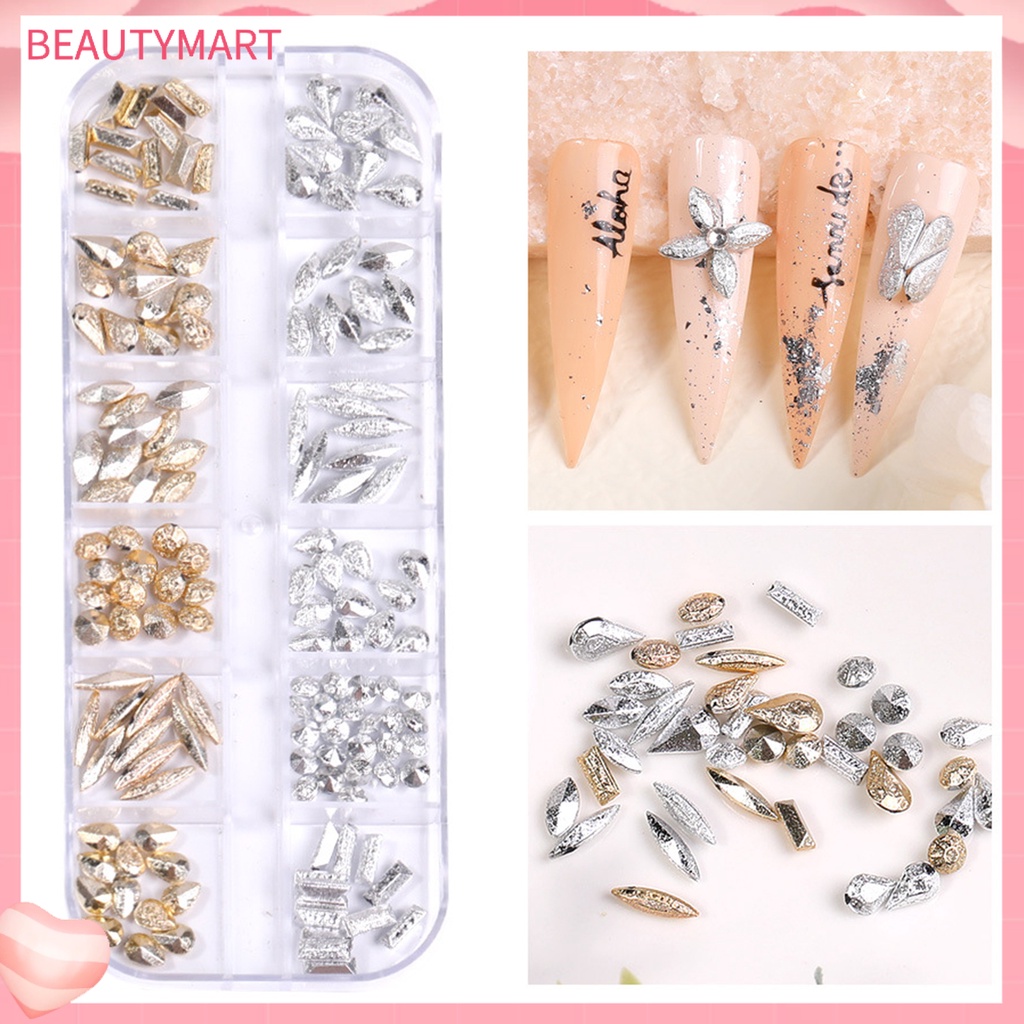 1 Hộp 12 Ngăn Đựng Hạt Kim Sa 3D Tự Trang Trí Móng Tay Cho Nữ