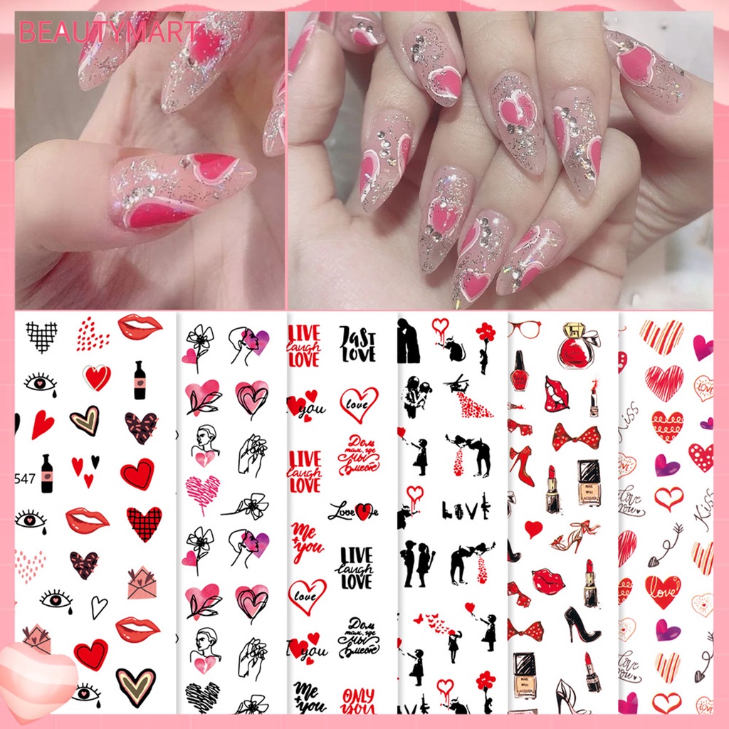 Miếng Dán Móng Tay Hiệu Ứng 3D Không Phai Tự Dính Hình Hoa Lãng Mạn Cho Nữ
