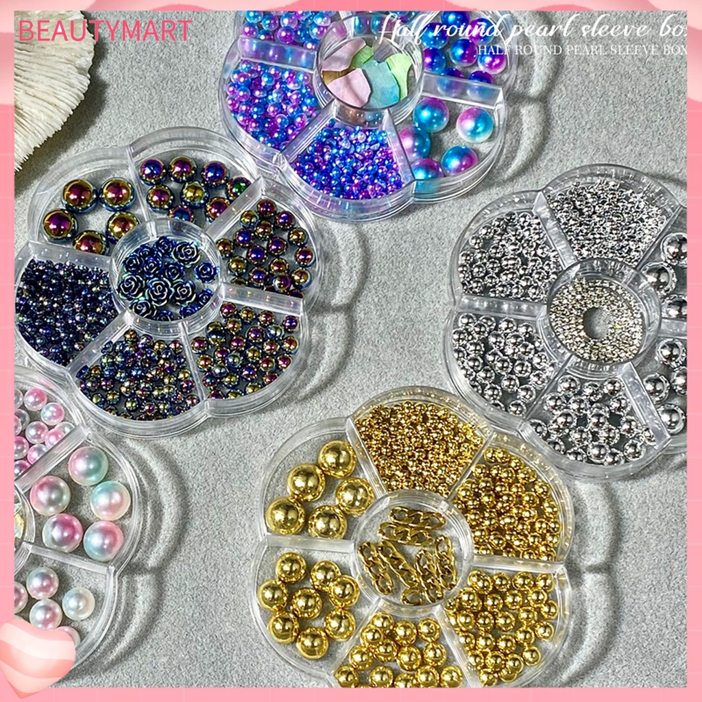 1 Hộp Hạt Ngọc Trai Giả Mini Trang Trí Móng Tay 3 / 5 / 6 / 8 / 10mm