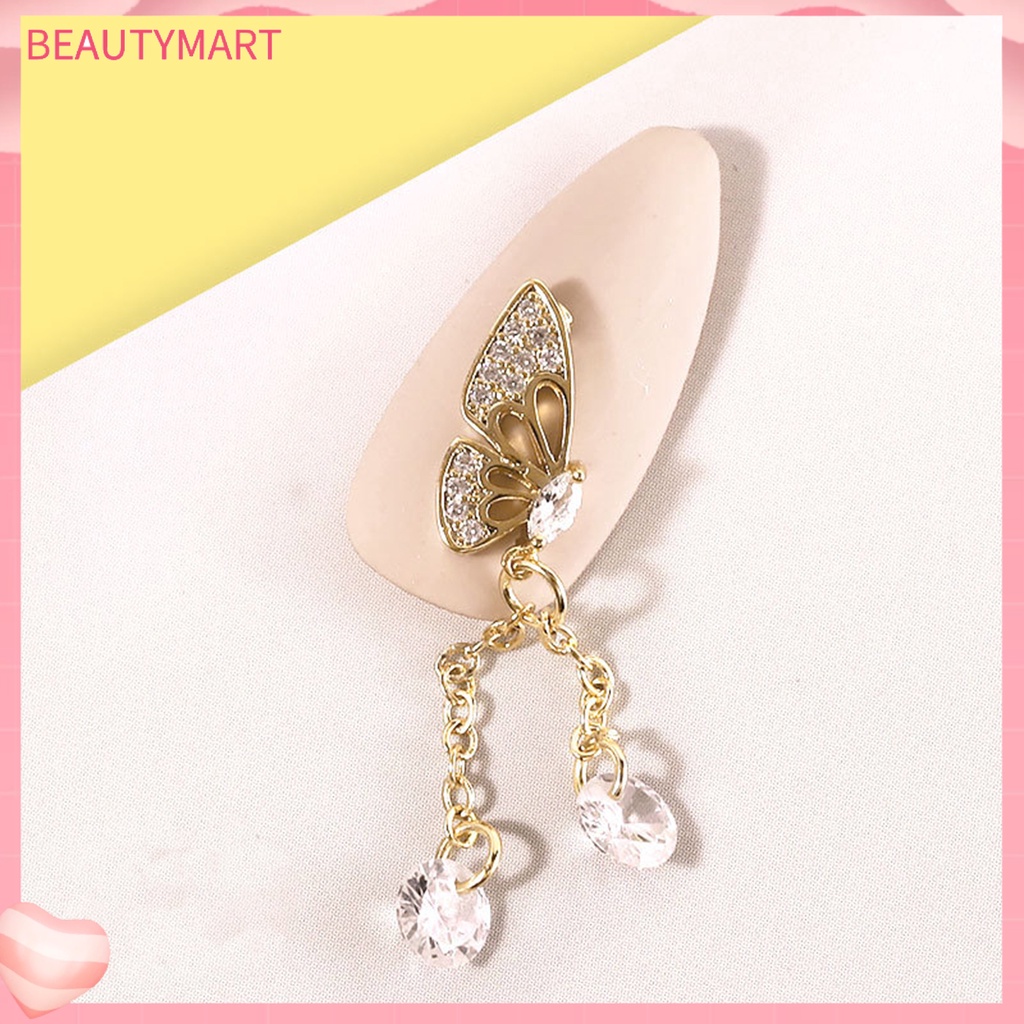 Set 2 Phụ Kiện Trang Trí Móng Tay Hình Bướm Mini Đính Đá DIY