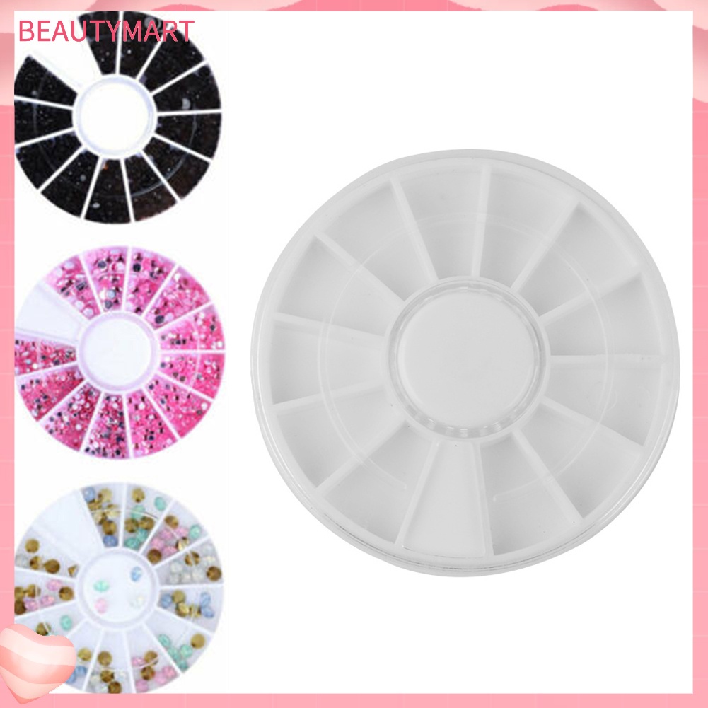 Hộp Tròn Rỗng Đựng Phụ Kiện Trang Trí Móng 12 Ngăn Tiện Lợi Ốp