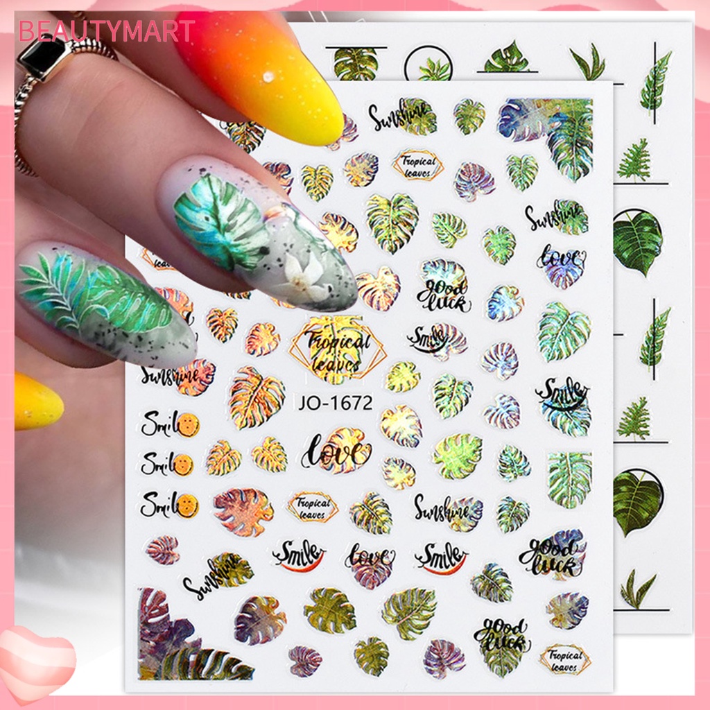 Miếng Dán Móng Tay Hình Hoa Lấp Lánh Nhiều Kiểu Tự Dính Chống Thấm Nước