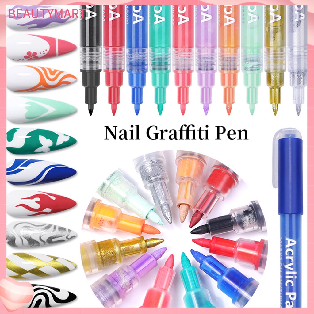 Set 4 Bút Trang Trí Móng Tay 3D Màu Sắc Sống Động Thoải Mái Chống Thấm Nước Có Thể Tái Sử Dụng