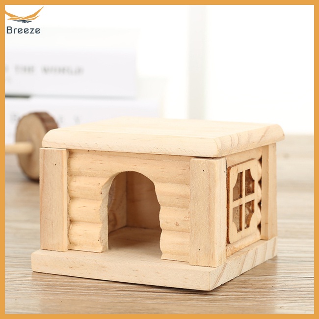 Ngôi Nhà Gỗ Nhỏ Nhắn Có Cửa Sổ Tháo Rời Được Dành Cho Chuột Hamster