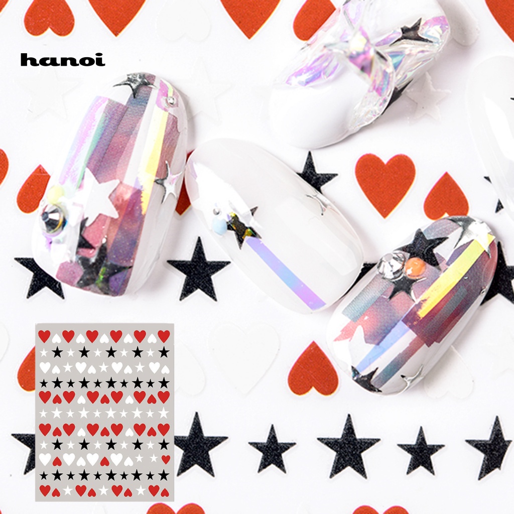 Miếng Dán Trang Trí Móng Tay Tự Dính Lâu Trôi Họa Tiết Trái Tim Xinh Xắn Dành Cho Nữ