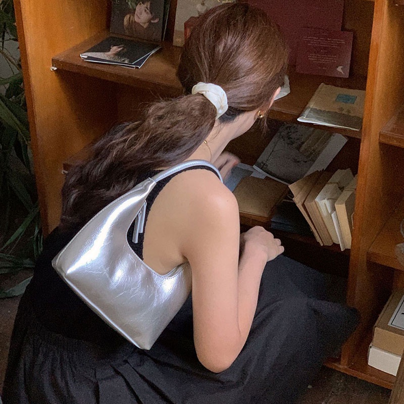 Túi Xách Đeo Vai / Cánh Tay Màu Bạc Kiểu Pháp Thời Trang Mùa Hè Cao Cấp Cho Nữ