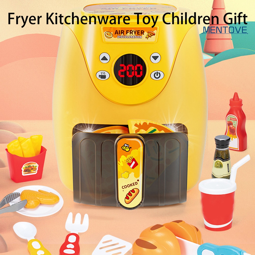 Set 16 Món Đồ Chơi Nồi Chiên Mô Phỏng Màn Hình LCD Thay Đổi Màu Sắc Cho Bé