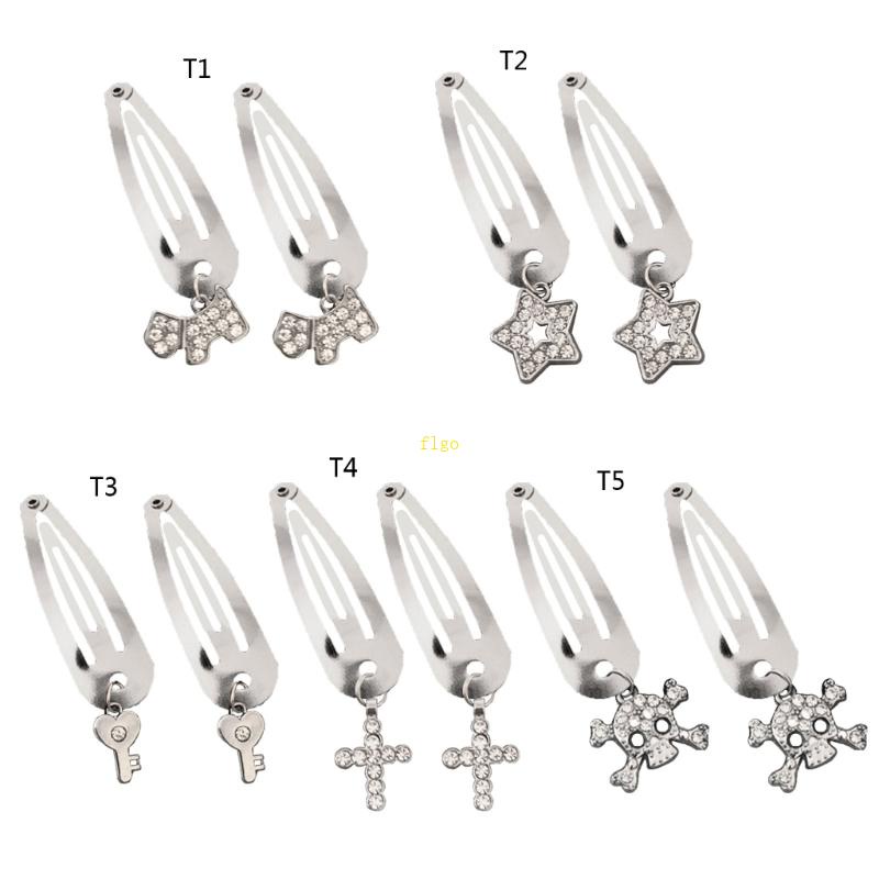 Kẹp Tóc Bằng Kim Loại Mạ Bạc Đính Đá Độc Đáo Y2K