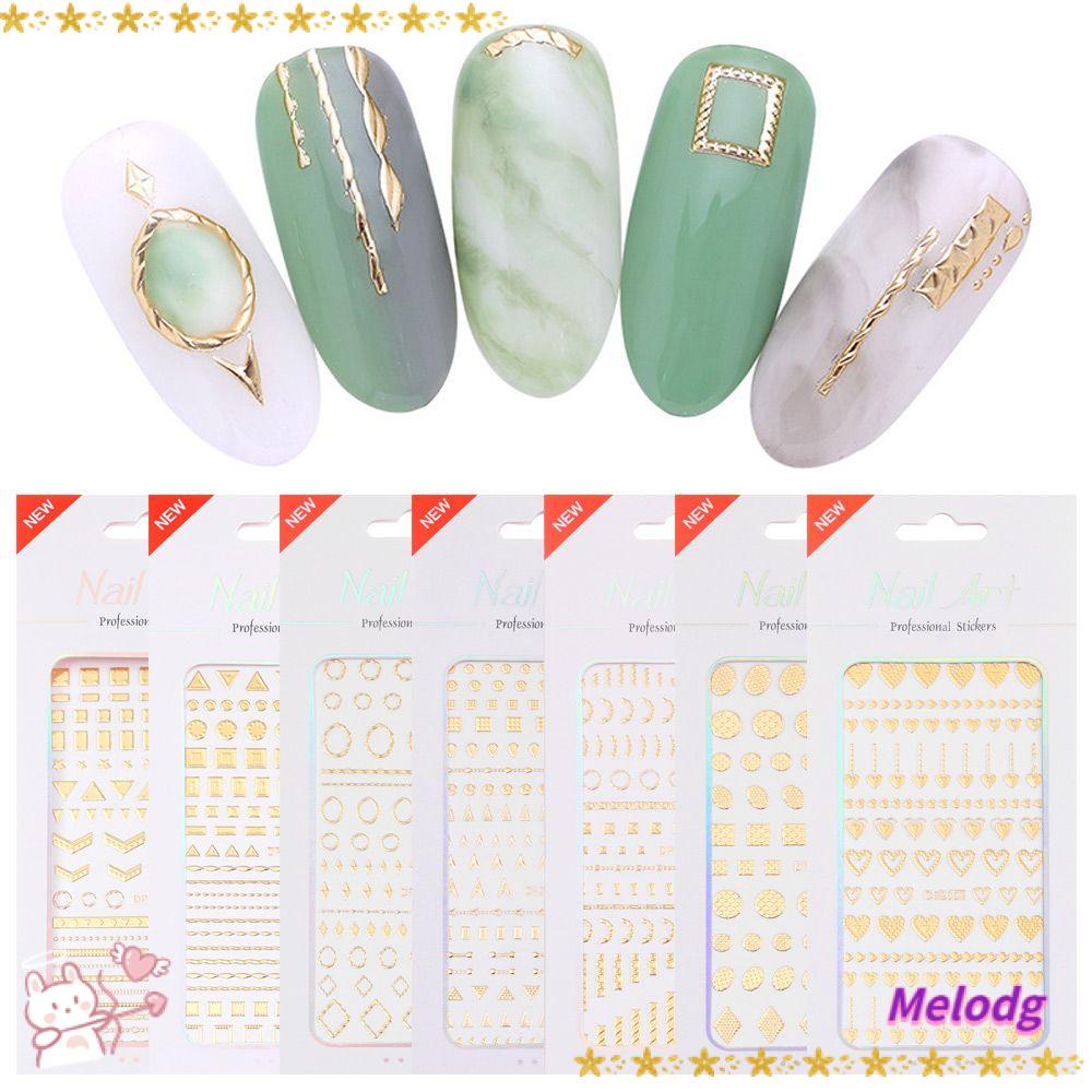 Hình Dán Móng Tay 3D Tự Dính Xinh Xắn|Miếng Dán Trang Trí Họa Tiết Kẻ Sọc Hình Học Độc Đáo