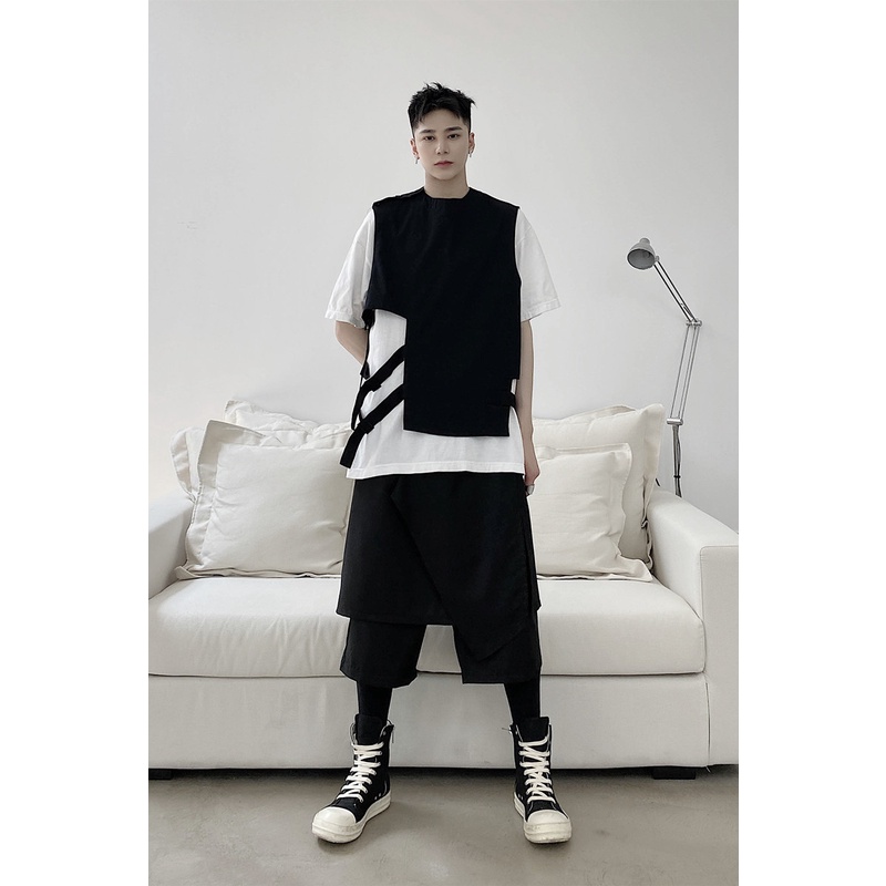 Áo Khoác Ghi Lê Không Tay Phong Cách Yamamoto Đường Phố Cá Tính Cho Nam