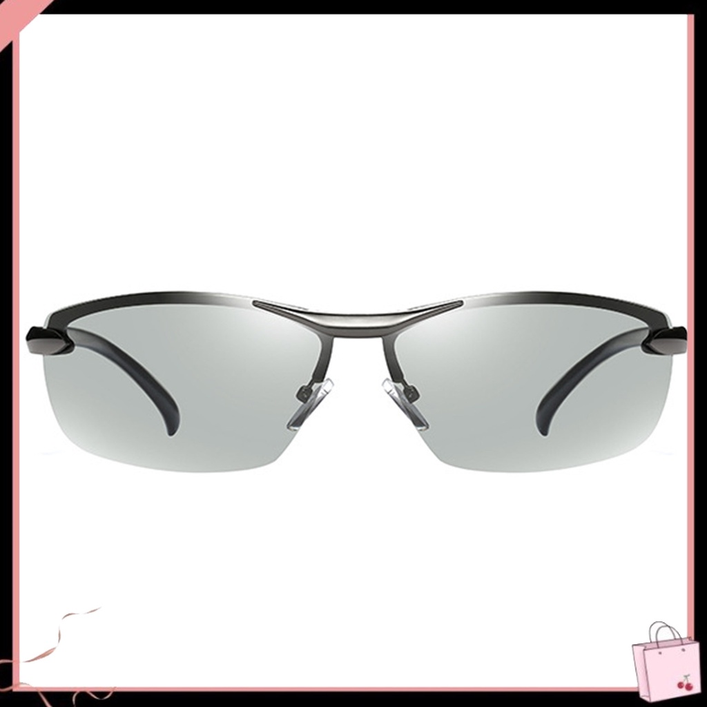Kính Mát Phân Cực Nửa Gọng Kim Loại Chống Tia UV Chống Lóa Cho Nam Lái Xe