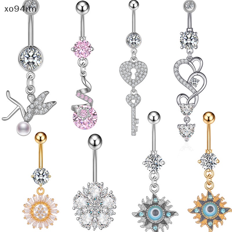 Khuyên Rốn Dạng Tua Rua Bằng Thép Không Gỉ Hình Hoa