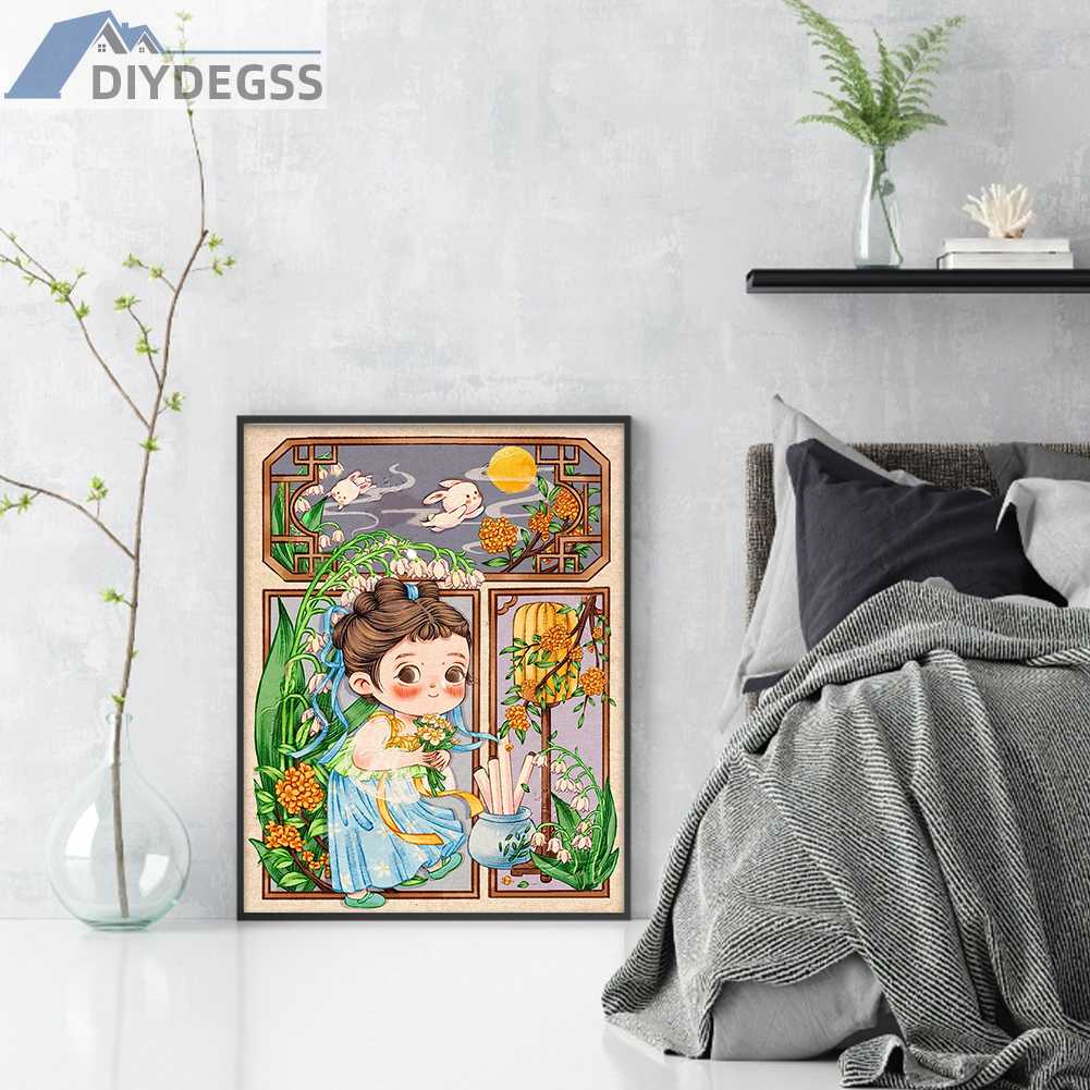 Toàn Bộ Bộ Tranh Thêu Chữ Thập 11CT Bằng cotton Thân Thiện Với Môi Trường Hình Cô Gái