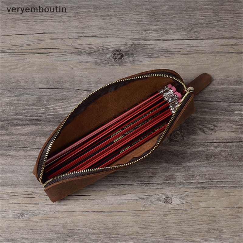 Túi Đựng Bút Bằng Da Sức Chứa Lớn Phong Cách Retro