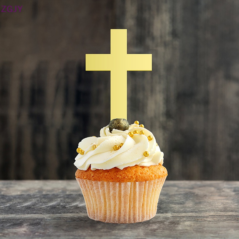 Bộ 12 Topper Trang Trí Bánh Cupcake Hình Thánh Giá Mới