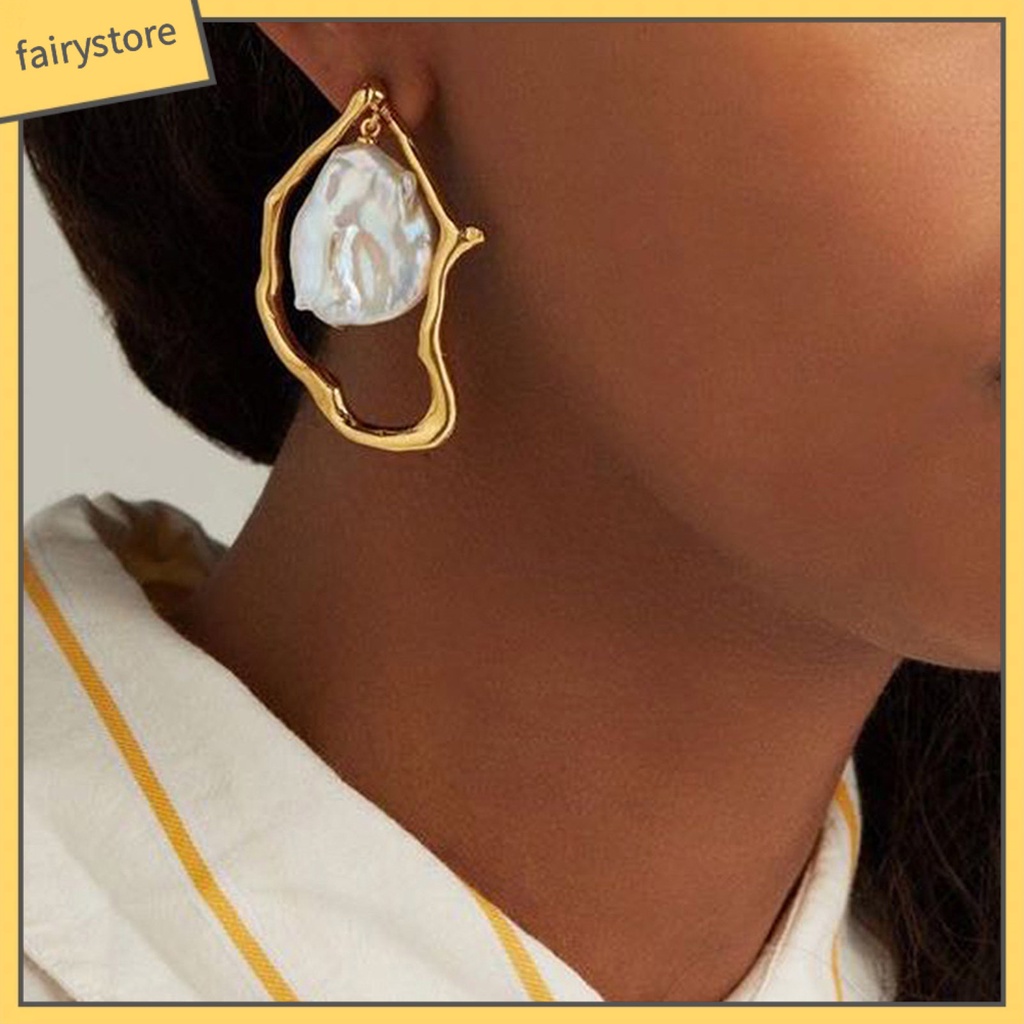 1 Đôi Bông Tai Thả Lủng Lẳng Đính Hạt Giả Ngọc Trai Thời Trang Mặc Hàng Ngày