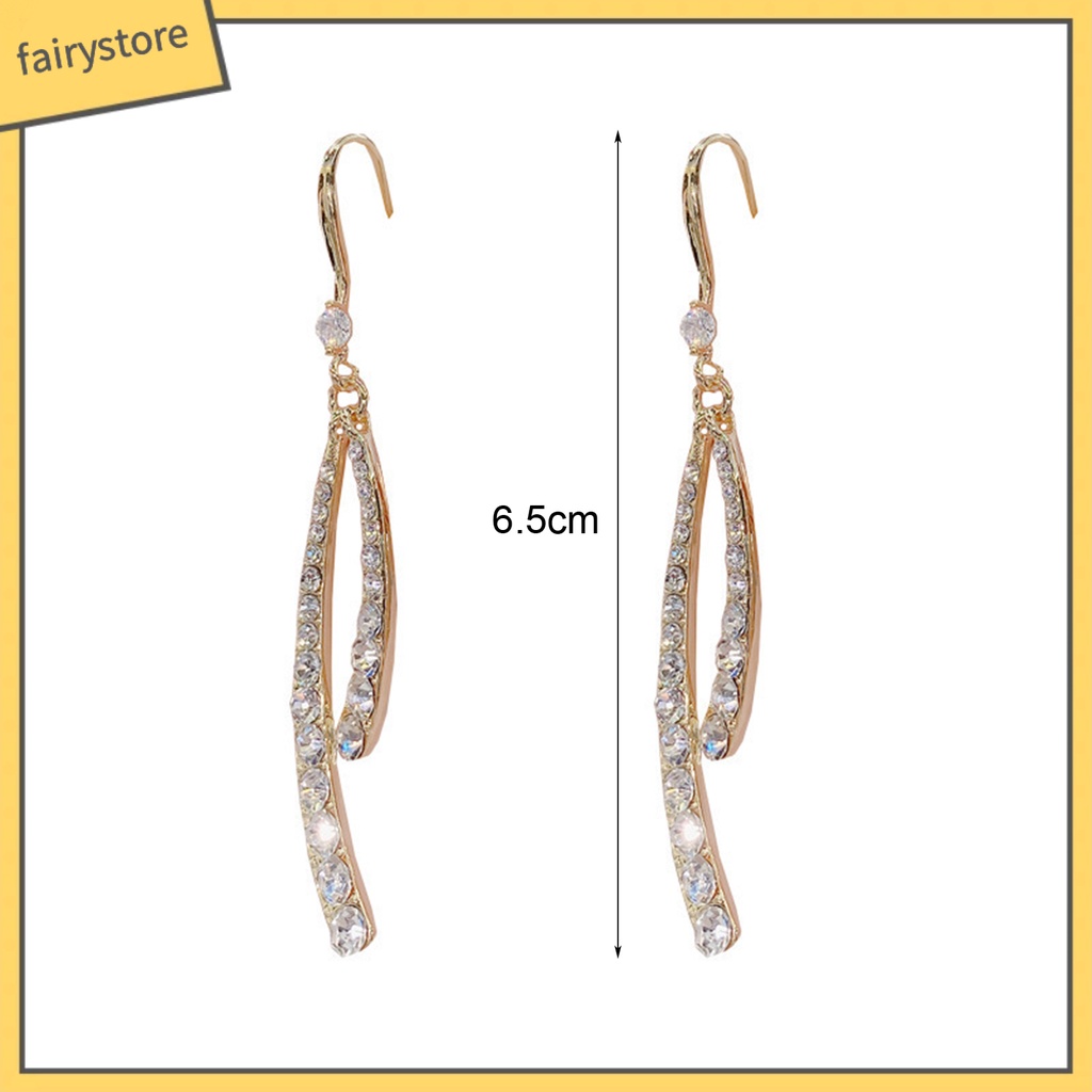 1 Đôi Bông Tai Dáng Dài Đính Đá Thanh Lịch Dành Cho Nữ