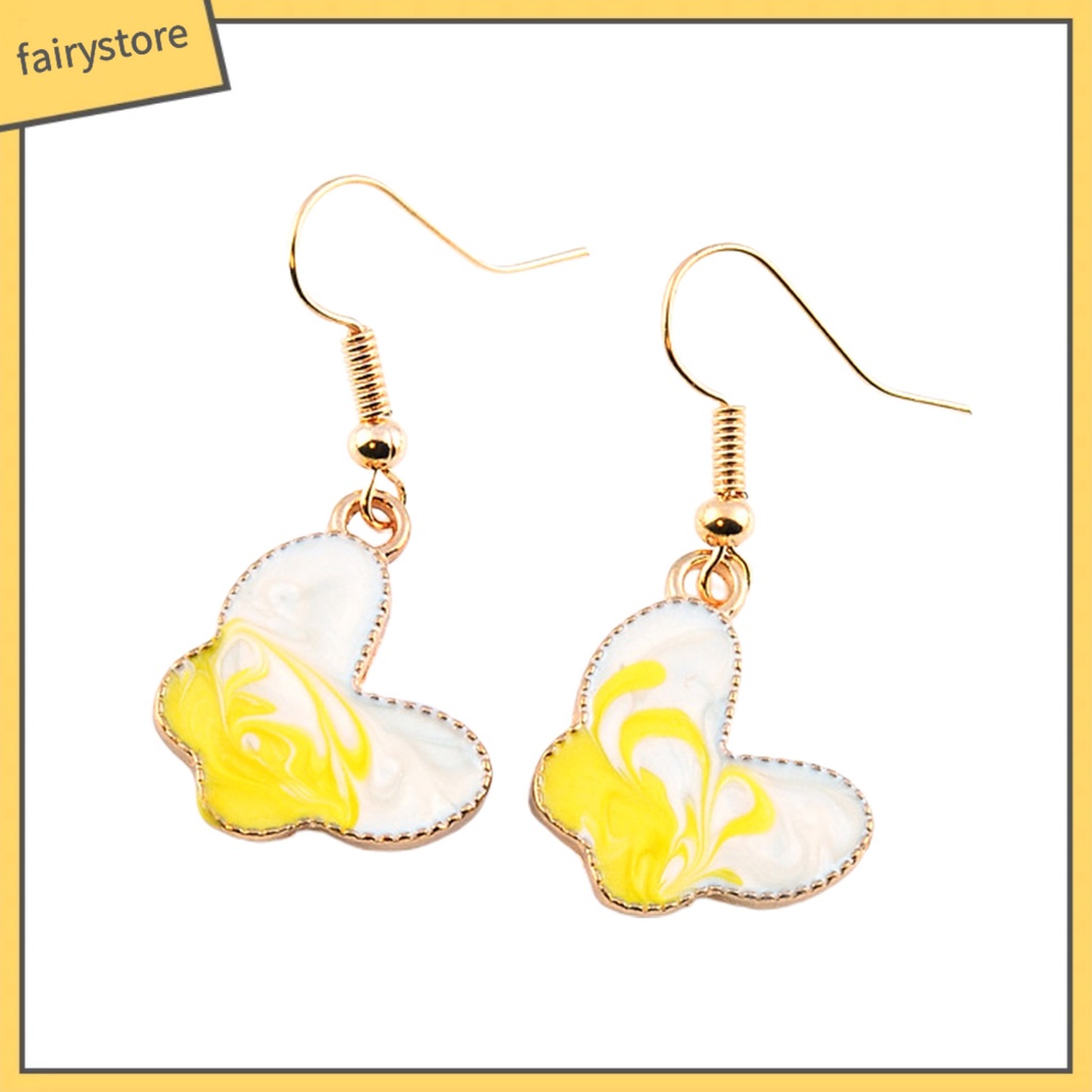 1 Đôi Bông Tai Móc Hình Bướm Sơn Dầu Dễ Thương Dành Cho Nữ