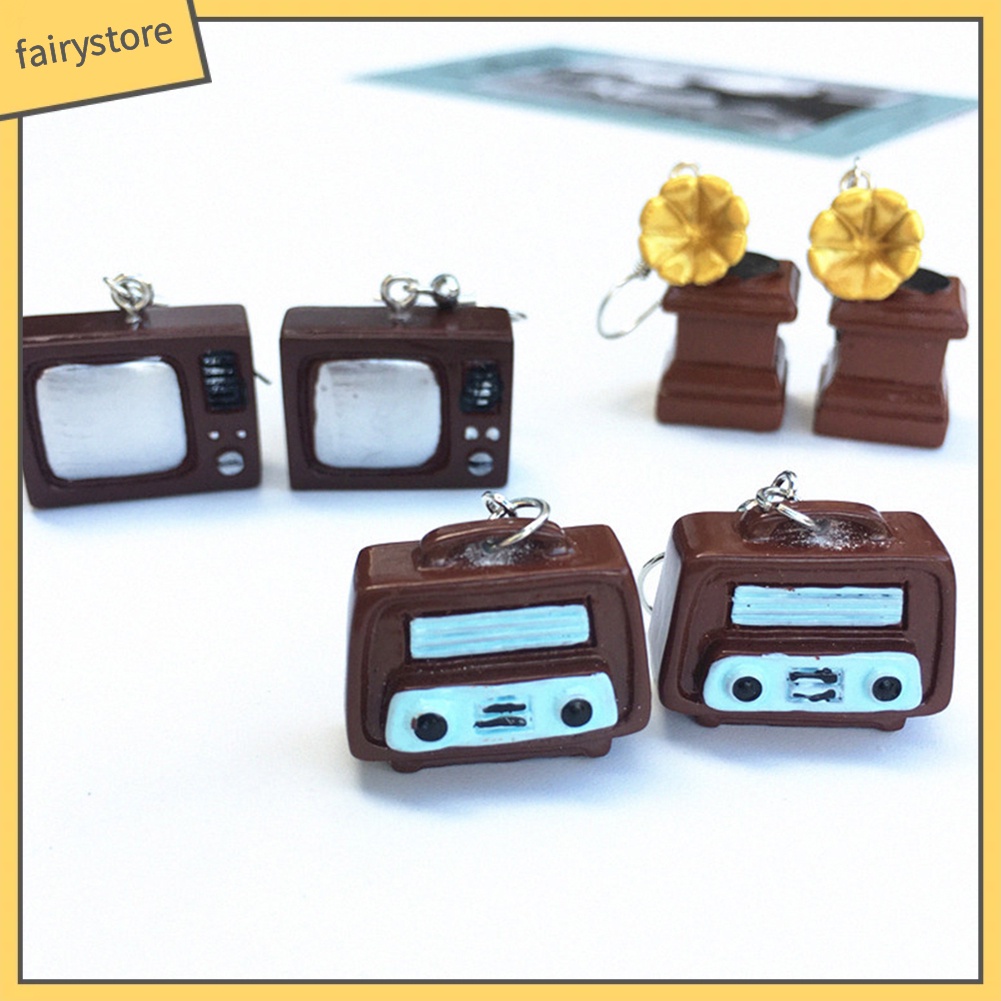 Bông Tai Hình Radio Phonograph Phong Cách Vintage Dành Cho Nữ