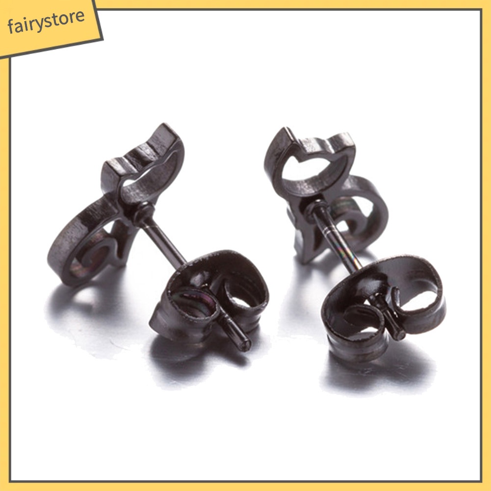 Bông Tai Hình Mèo Bằng Thép Không Gỉ Dễ Thương