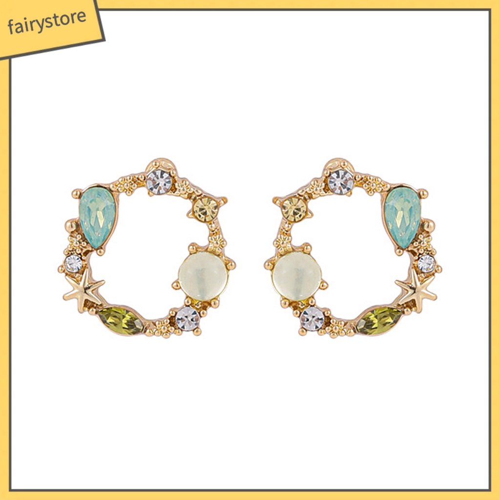 1 Đôi Bông Tai Hình Học Bằng Hợp Kim Đính Đá Tinh Xảo Cho Cuộc Sống Hàng Ngày