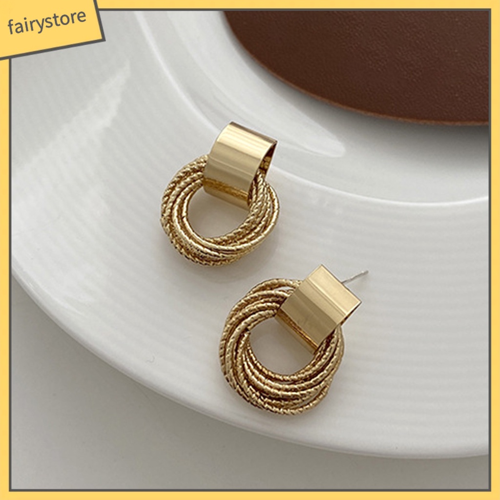 [FRO] 1 Cặp Bông Tai Nhiều Vòng Tròn Nhỏ Dễ Phối Đồ Trang Sức Nhẹ Nhàng