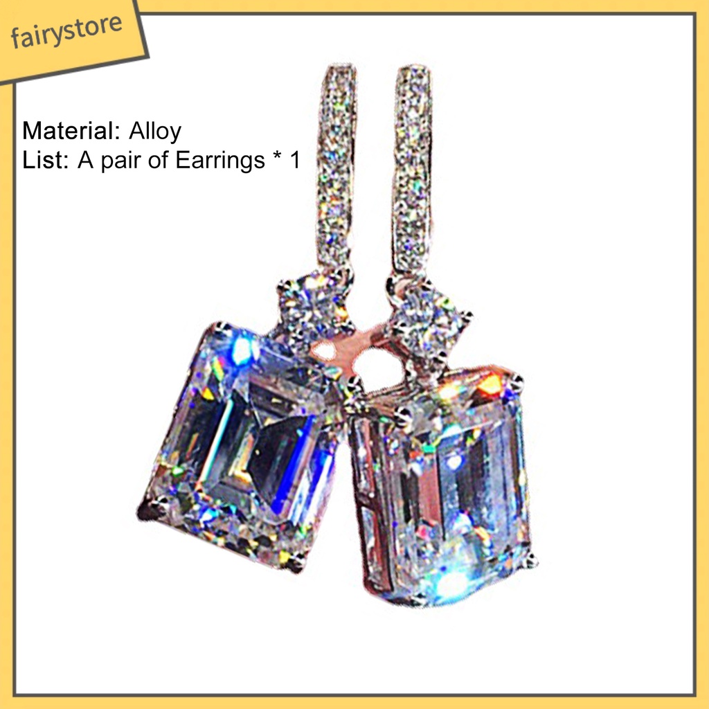 1 Đôi Bông Tai Hình Vuông Bằng Hợp Kim Thời Trang Công Sở Dành Cho Nữ