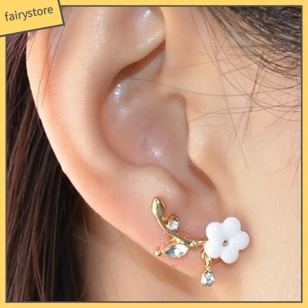 [FRO] Bông Tai Hình Hoa Lá Đính Kim Cương Giả Bằng Hợp Kim Xinh Đẹp Cho Cuộc Sống Hàng Ngày