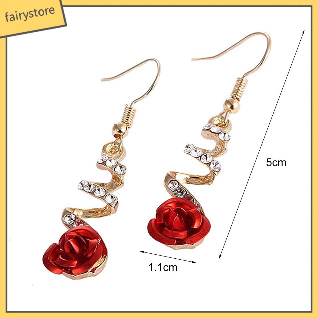 1 Đôi Bông Tai Hình Hoa Hồng Dạng Xoắn Ốc Thanh Lịch Dành Cho Nữ