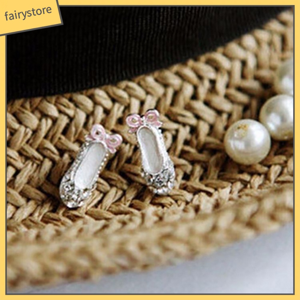 Bông Tai Hình Chiếc Giày Múa Ba Lê Đính Đá Lấp Lánh Dành Cho Nữ