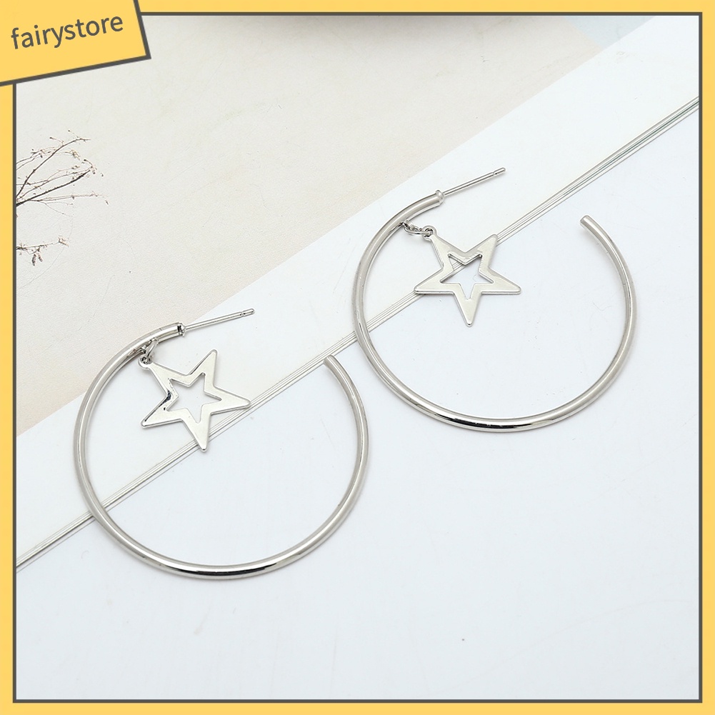 Bông Tai Dạng Vòng Hở Hình Ngôi Sao Lớn Thời Trang Dự Tiệc Cho Nữ