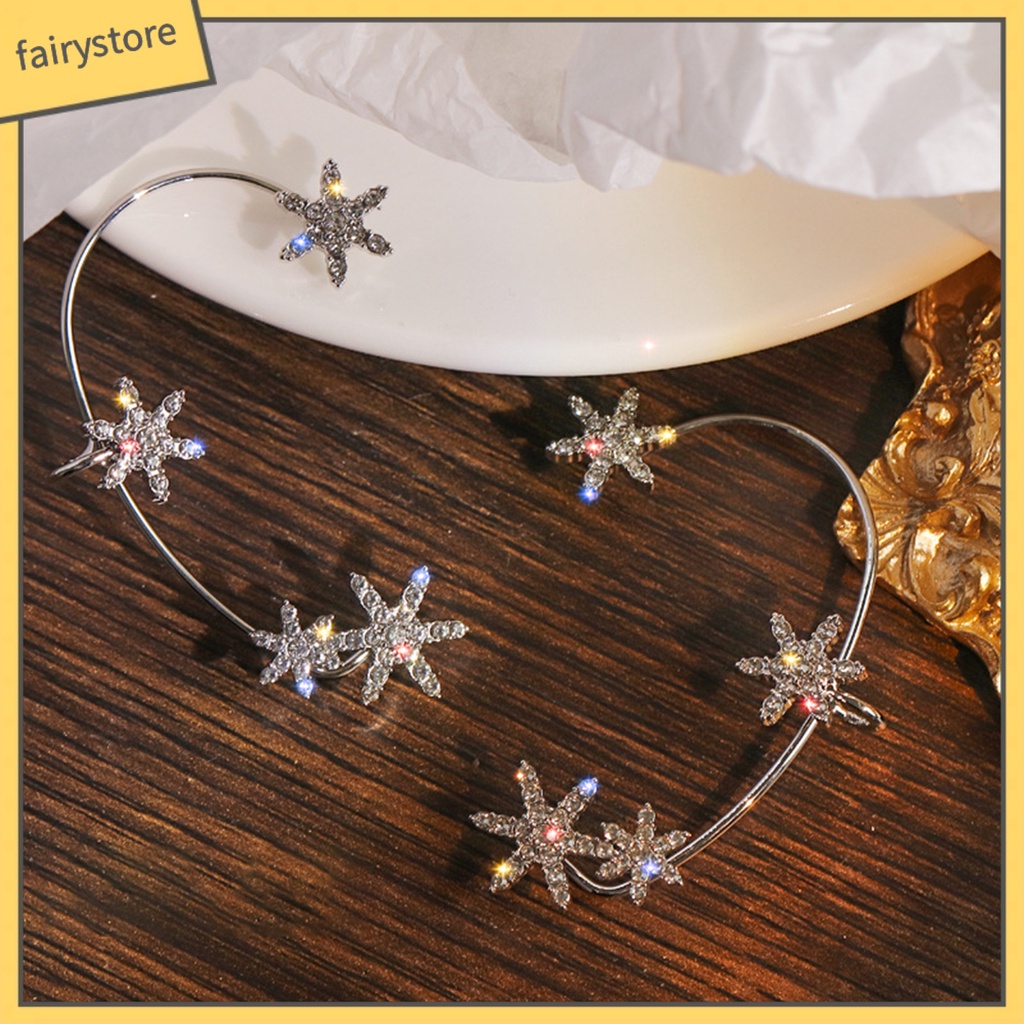 1 Khuyên Tai Hợp Kim Hình Bông Tuyết Đính Đá Chống Gỉ