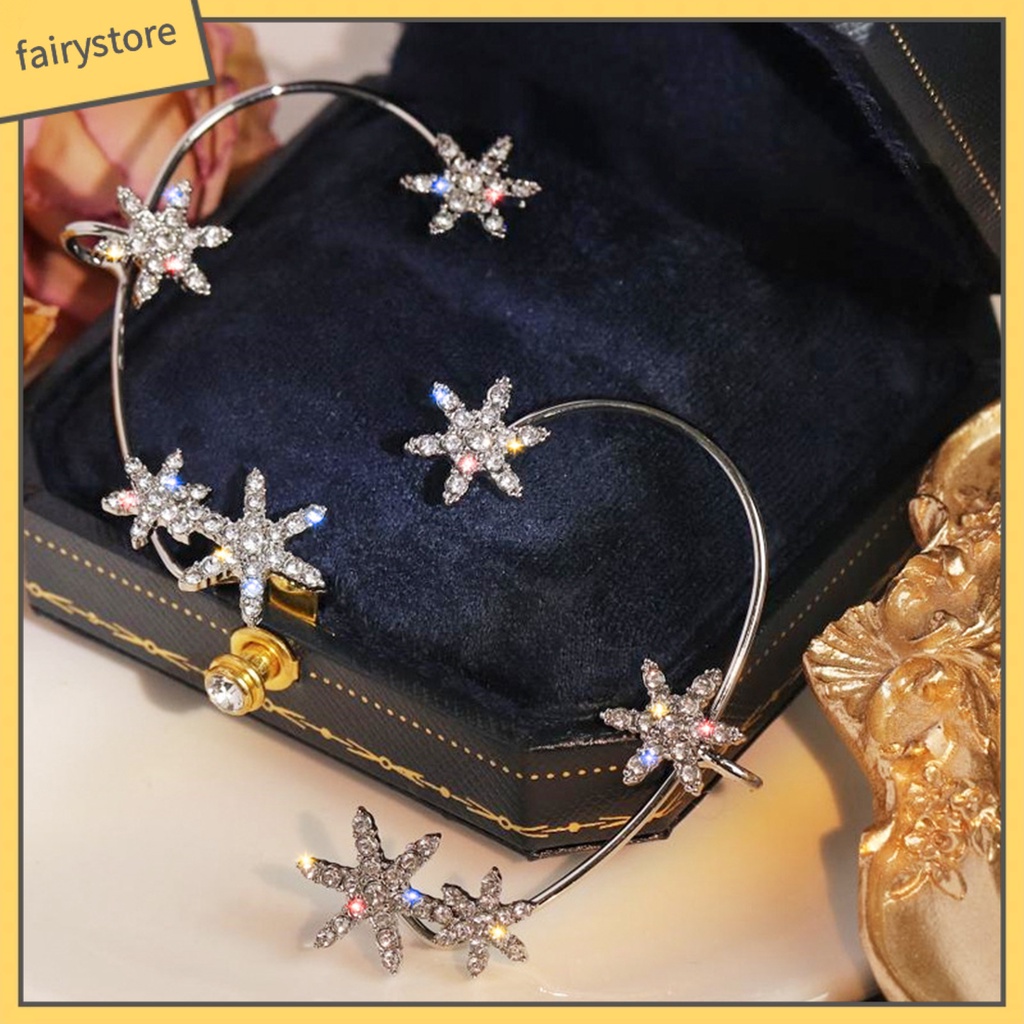 1 Khuyên Tai Hợp Kim Hình Bông Tuyết Đính Đá Chống Gỉ